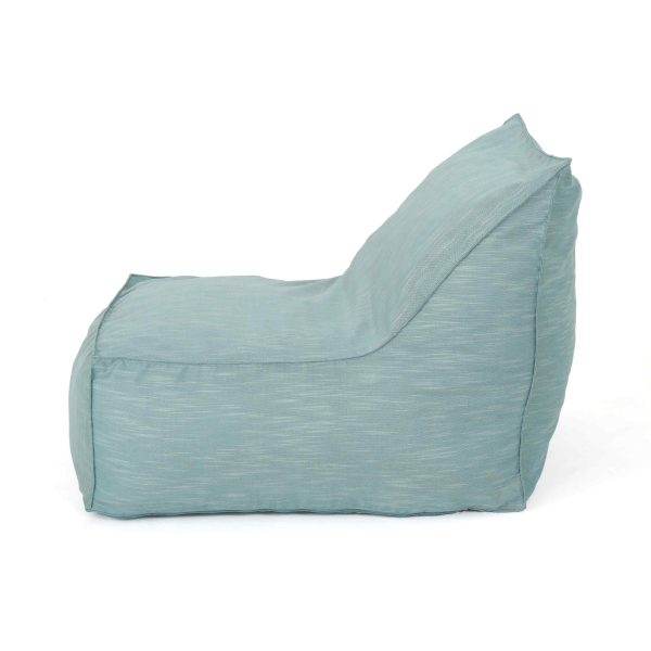 A light blue bean bag chair isolated on a white background, perfect for an outdoor movie setting.