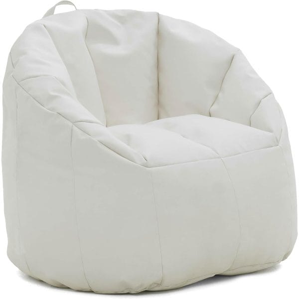 White bean bag chair with a soft texture, perfect for an outdoor movie party, displayed against a plain background.